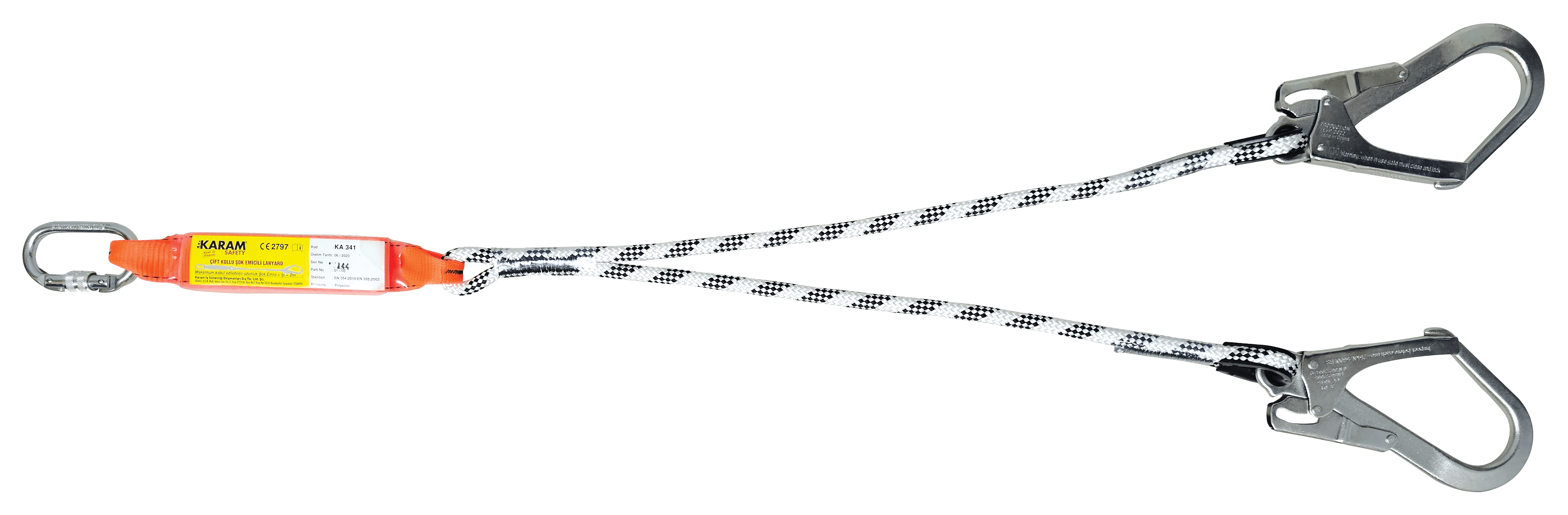KA 341 Çift Kollu Şok Emicili Lanyard EN 354/355 ipmarketi