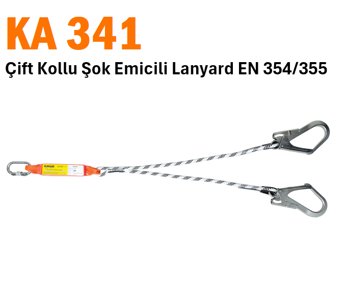 KA 341 Çift Kollu Şok Emicili Lanyard EN 354/355 ipmarketi