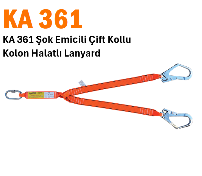 KA 361 Şok Emicili Çift Kollu Kolon Halatlı Lanyard
