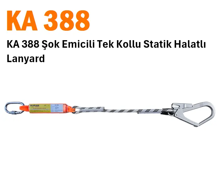 KA 388 Şok Emicili Tek Kollu Statik Halatlı Lanyard
