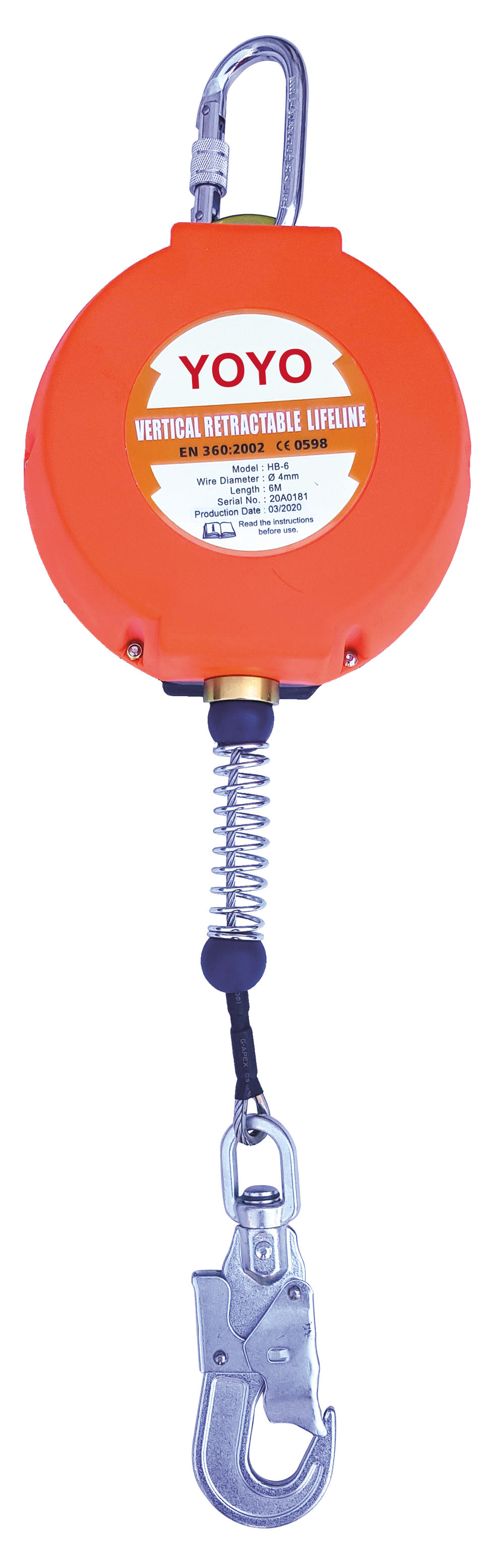 KD 06 Geri Sarımlı Düşüş Durdurucu YOYO 6 Metre Çelik Halatlı