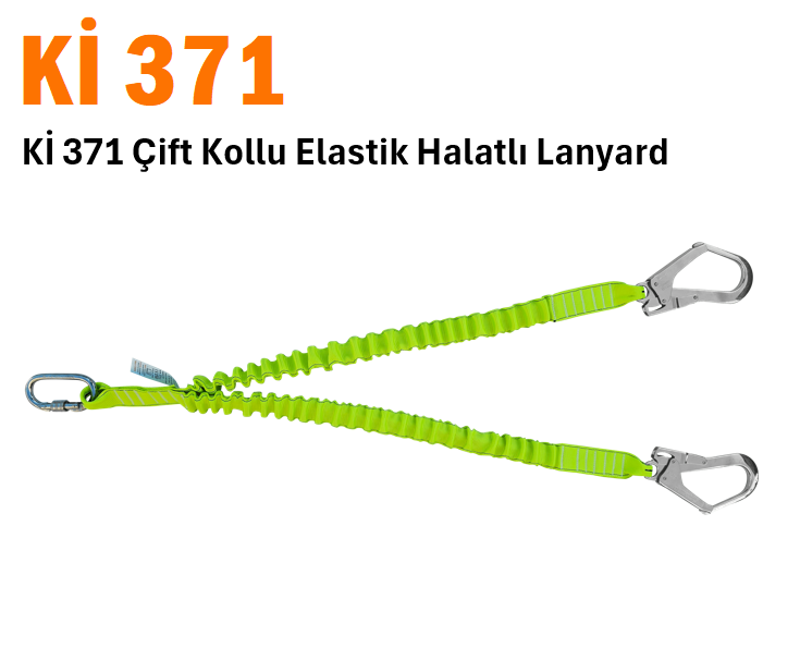 Kİ 371 Çift Kollu Elastik Halatlı Lanyard 