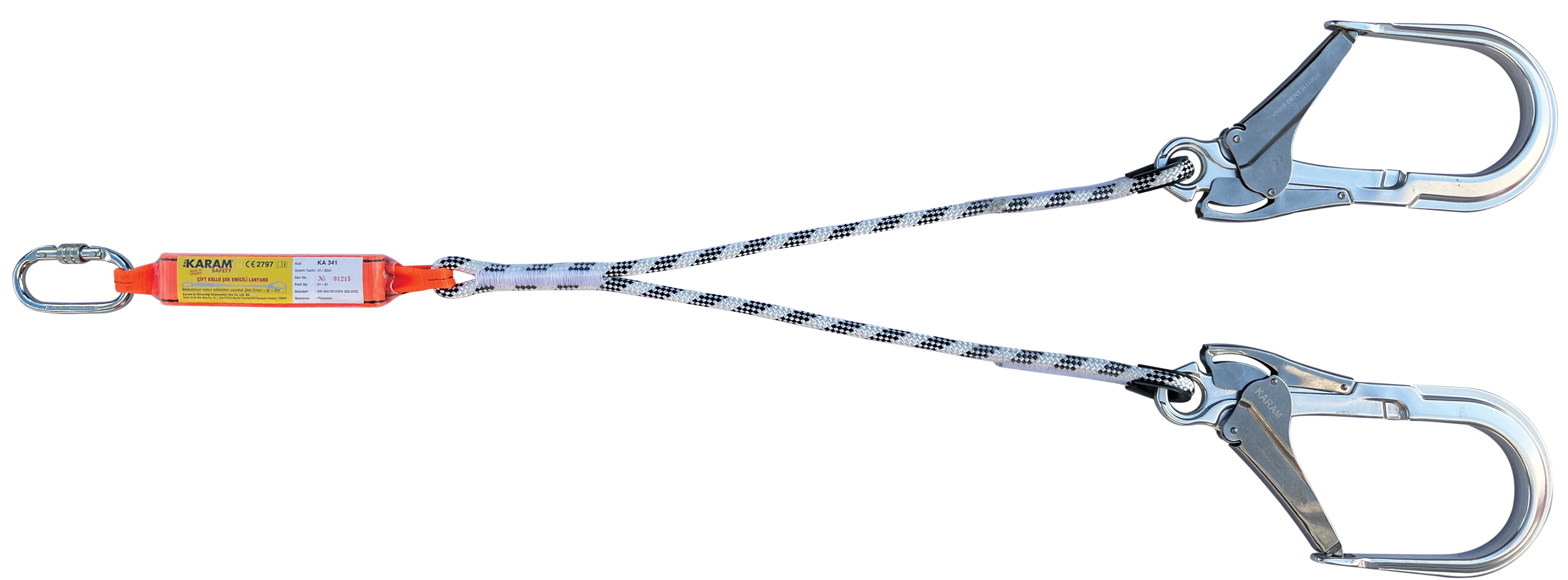 KA 341 BA Çift Kollu Şok Emicili Lanyard 110 mm Alüminyum Kancalı