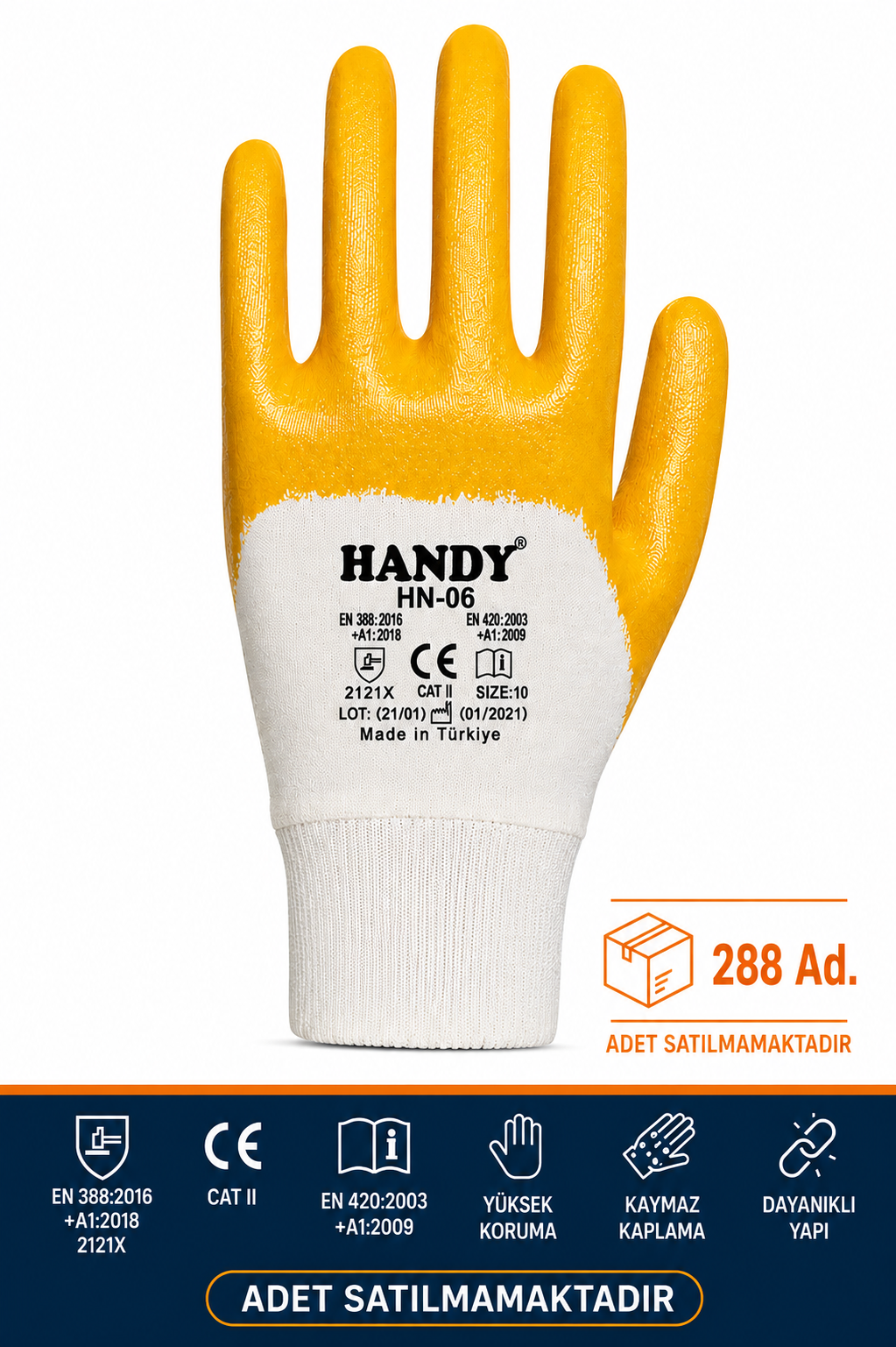 HN-06 Nitril Kaplamalı İş Eldiveni